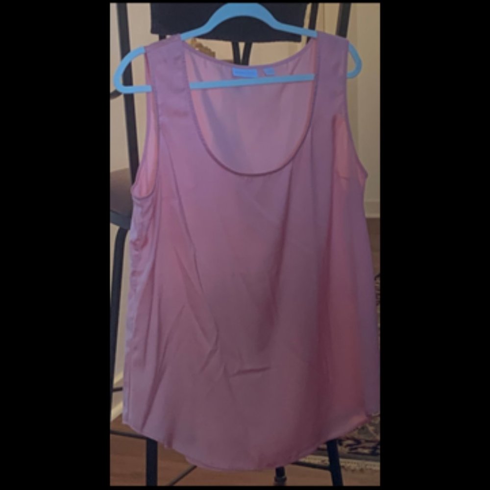 NY & Co Pink Sleeveless Blouse with Sheer Overlay  XL  NWT